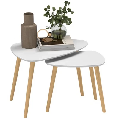 HOMCOM Side Table Set of 2, Modern End Coffee Bedside Tables Grey Natural - Image 1 of 4