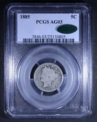 1885 Liberty V Nickel - 5c PCGS AG03 CAC ✅ - Key Date! - Image 1 of 4