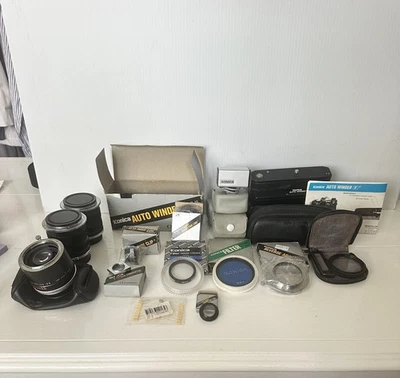 KONICA Japan Camera Items x 18 Bulk Lot Assorted Auto Winders Snow Lense New & - image 1 of 4
