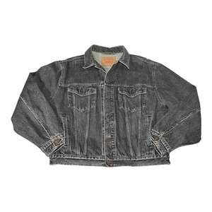 Vintage Levi’s 70503 04 Denim Jacket Mens XL Charcoal Black Button Up - Picture 1 of 18