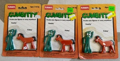 Lot 3 Sealed 1988 PlaySkool Gumby & Pokey Pocket-Size Figures Carry Anywhere - Image 1 of 2
