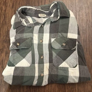 Tall Man Vintage FiveBrother Flannel Multicolor Plaid 2XL 90s 80s Green White - Picture 1 of 5