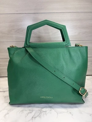 Green Medium Leather Handbag/ Crossbody By Anna Paola Made In Italy - Image 1 of 4