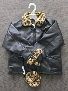 OUTBROOK KIDS black Animal Print Jacket With Purse Size 5t New - Picture 1 of 6