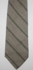 BRIONI BROWN w/ WHITE STRIPES 100% WOVEN ITALIAN CASHMERE & WOOL NECK TIE 59.5" - Picture 1 of 8