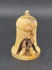 VTG Holyland Olive Wood Decorative Bell Nativity Scene Israel 3.5"X2.5" - Picture 1 of 8