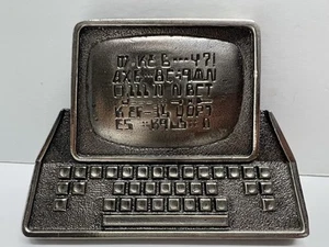 Vintage 1981 Early Computer Terminal Metal Belt Buckle Pristine - Picture 1 of 4