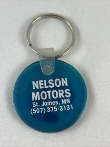 Nelson Motors St James MN Vintage Schlüsselanhänger blau weiß 1,5" Kreis - Bild 1 von 2