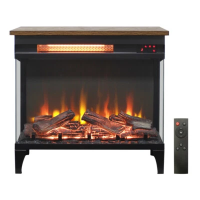 24'' Electric Fireplace Heater Stove Freestanding, 3D Realistic Flame with Feet - Image 1 of 4