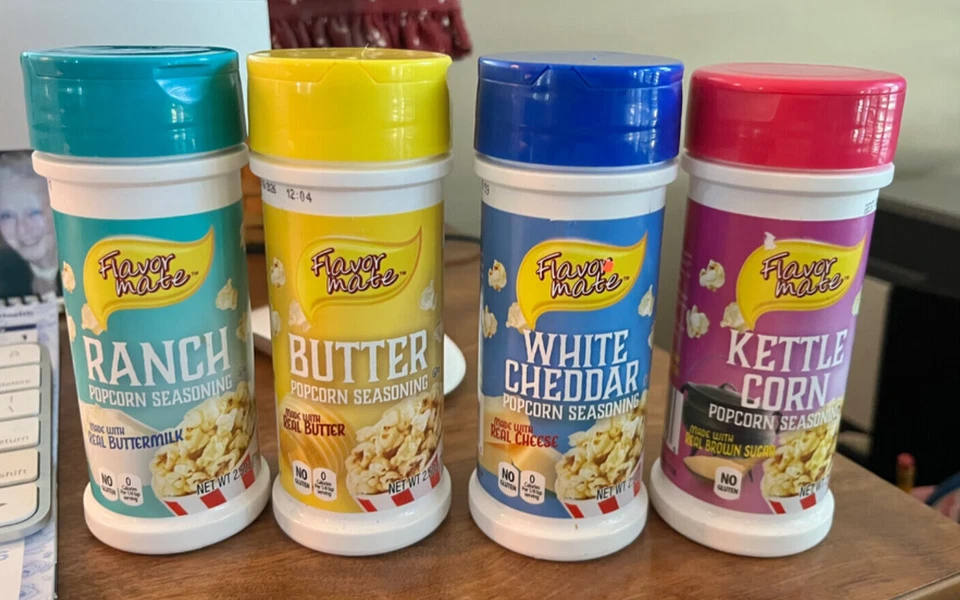 Flavor Mate Popcorn Seasoning 5 Pack Bundle Butter Cheddar Ranch Kettle Nacho