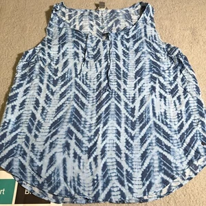 EDDIE Bauer Sleeveless Tank Top Blue Women's Size Extra Large Herringbone Womens - Picture 1 of 13