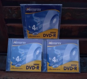 Memorex Mini DVD-R x 3 *NEW* for Camcorder or PC - Afbeelding 1 van 2