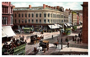 BELFAST IRELAND CASTLE JUNCTION STREET SCENE OLD POSTCARD - Picture 1 of 2
