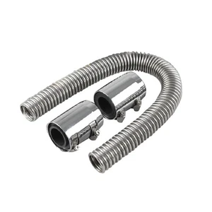 24" Flexible Stainless Steel Upper /Lower Radiator Hose Kit with Chrome Caps B - Picture 1 of 5