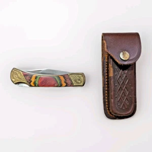 Vintage Pakistan 440 Stainless Folding Knife | Brass & Wood Handle - Picture 1 of 8