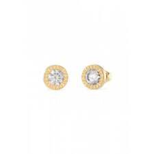 Ladies Gold Plated 10mm Clear Crystal Stud Earrings UBE02244YG