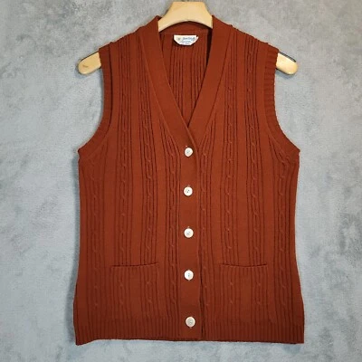 Chaleco Suéter Vintage Jan Celeste Mujer Grande Marrón Abotonado Cárdigan Años 60 Foto 1 de 4