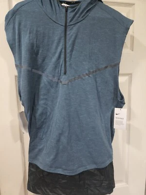 Nike Mens 1/2 Zip Sleeveless Running Hoodie Top Blue Size XLarge AR9819-060 - Image 1 of 4