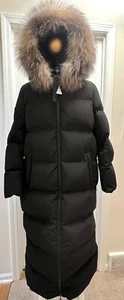 Auth. Moncler Down-Filled Coat w/Fox Fur Trimmed Hood-48 Inches Long Size 1 Sm. - Picture 1 of 15
