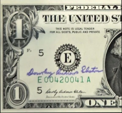 Secretary Courtesy Autograph $1 1969 Richmond 00420041 Low Serial Number UNC  - Image 1 of 3