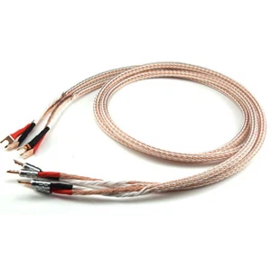 Pair 12TC Hifi Speaker Cable Pure Copper with Banana Jacks to Spade Y Plugs - Picture 1 of 5