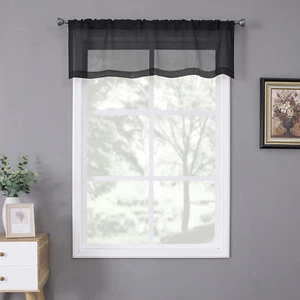 Sheer Valance Linen Textured Bedroom Valance Curtains Sheer Light Filtering Rod - Picture 1 of 8
