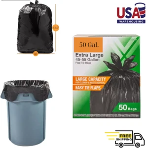 HDX 50 Gal. Extra Large Black Trash Bags, Heavy Duty, 50 Count - Picture 1 of 6