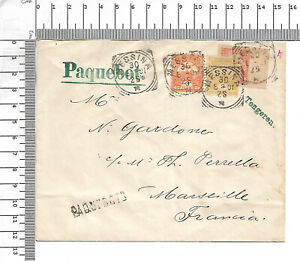 30.5.1901 Magyar Zeitungsmarke Bedarfsbrief Paquebot Messina - Marseille ; 61912