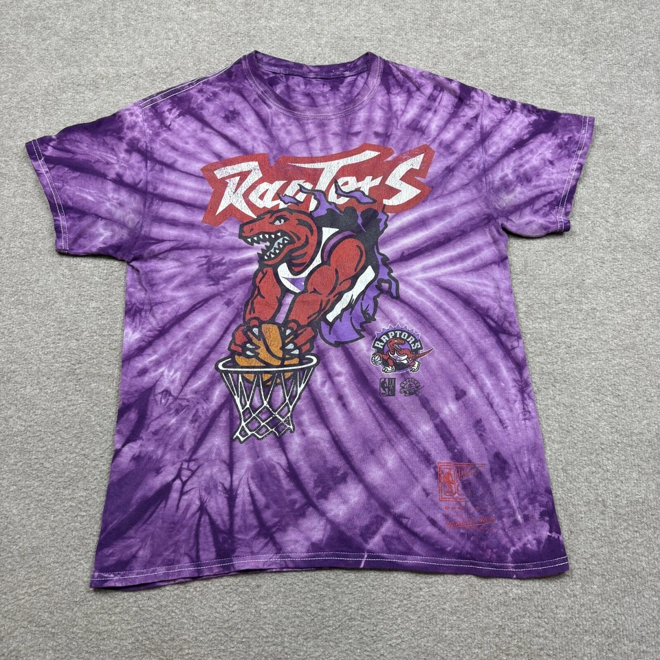 Toronto Raptors T Shirt Men's Size M Purple NBA Basketball Mitchell Ness Tie Dye - Image 1 of 4