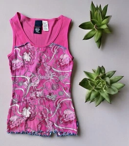 Y2K Tommy Hilfiger Pink Sleeveless Semi Sheer Top Asymmetrical Size Small - Picture 1 of 10