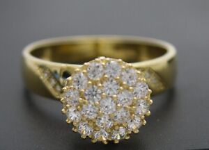Real Solid 10k Yellow Gold Women Round Engagement cz Ring All Sizes 2.9 Grams