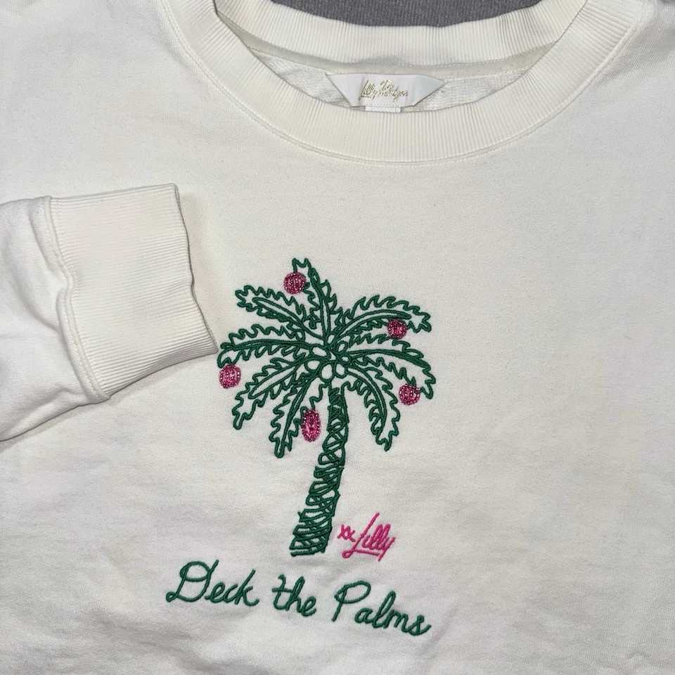 LILLY PULITZER Deck The Palms Ballad Sudadera Mujer XXL Marfil Palmera Foto 1 de 4