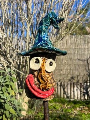 Zwerg mit großem roten Mund Gartenkeramik Gartenstele Keramikskulptur - Bild 1 von 4