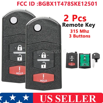 2x Para Mazda CX-9 CX-7 2007-2015 Mando a distancia abatible Llavero BGBX1T478SKE12501 Foto 1 de 4