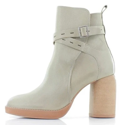 Botas al tobillo Lucky Brand talla 8,5 Natesa de cuero topo con cremallera lateral tacón grueso Foto 1 de 4