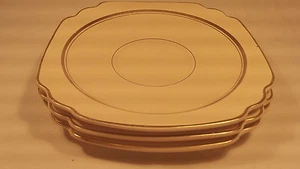 [Q17] (lot of 3) Almond color WELLS 5 1/2" SAUCERS Warranted 18 Carat Gold - Picture 1 of 2