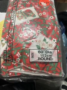 Vintage Woolworth Vinyl Tischdecke Flanell Rückseite - Weihnachten - rund 60 152 cmNeu - Bild 1 von 3