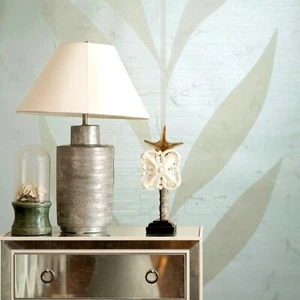 Wallpaper roll ivory cream Metallic Textured Flocking tree tropical plant leaves - Picture 1 of 12