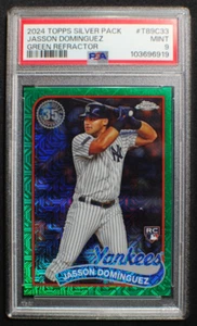 ⚾ JASSON DOMINGUEZ - 2024 Topps Silver Pack GREEN REFRACTOR RC /99 - PSA 9 - Picture 1 of 2
