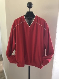 CALLAWAY Golf Windbreaker Jacket Men’s Large Pullover V-Neck RED / TAN SIZE L - Picture 1 of 7