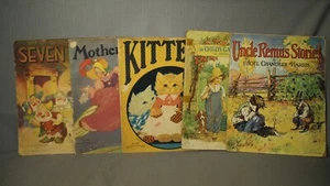 5 Old Worn 1930s Children's Books Snow White Seven Dwarfs Kittens Uncle Remus & - Picture 1 of 15