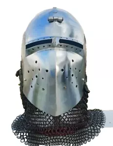 Combat-Ready Schweinegesicht Kettenhemd Bascinet Visier Helm Reenactment Sammlung - Bild 1 von 5