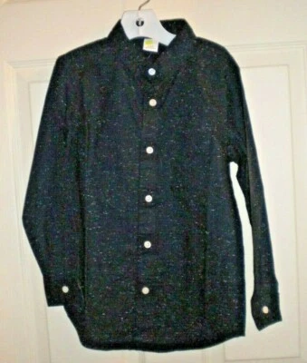 CAMISA ABOTONADA NUEVA CON ETIQUETAS CRAZY 8 BOYS LS Talla S 5-6 NEGRA CON PEQUEÑAS MANCHAS BLANCAS Foto 1 de 2