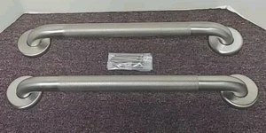 18" Safety Rail Grab Bars Stainless Steel Textured Grip 1 1/4" w Screws Lot of 2 - Picture 1 of 5