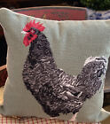 Stunning NEW Large Traditional Wool Black White Rooster Needlepoint Pillow 18x18