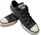 Converse All Star Silver & Black Shiny Women’s 6 Men’s 4 Low 532457F Excellent