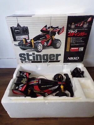 Vintage 1990 Nikko Japan 1/18 Frame Buggy R/C Stinger Black w/Box Taiyo Tyco - Image 1 of 4