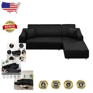 Soft Stretch L-Shape Couch Cover Set with 2 Pillowcases - Stylish Protection - Picture 1 of 10