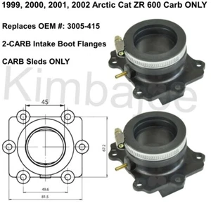 1999 2000 2001 2002 Arctic Cat ZR 600 Carb ONLY 2 Carb Intake Boot Flanges - Picture 1 of 1