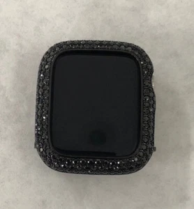 Black on Black Apple Watch Cover Lab Diamond Case Iwatch Candy Bumper Bling - Picture 1 of 8